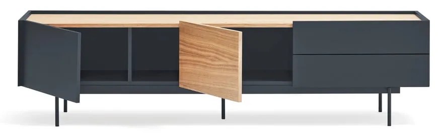 Antracytowo-naturalna szafka pod TV w dekorze dębu 180x45 cm Otto – Teulat