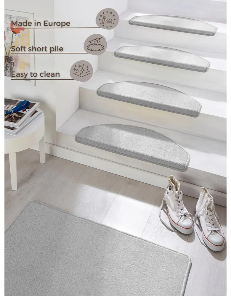 Szare samoprzylepne dywaniki na schody zestaw 15 szt. 23x65 cm Fancy – Hanse Home