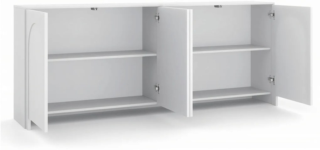 Komoda do Salonu Sypialni ANSA 204 cm Biała Czterodrzwiowa Nowoczesna