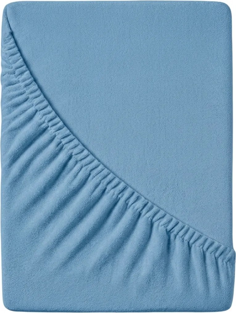 PrzytulneMieszkanie.pl Frotte prześcieradło EXCLUSIVE niebieskie 90 x 200 cm