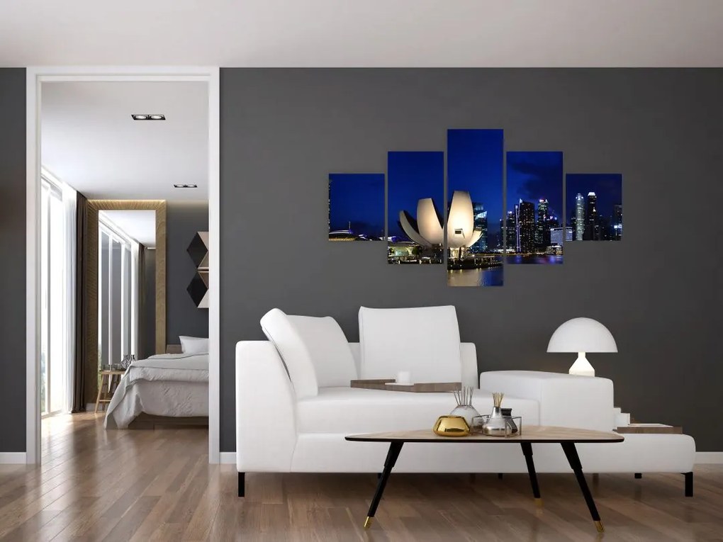 Obraz Singapuru nocą (125x70 cm)