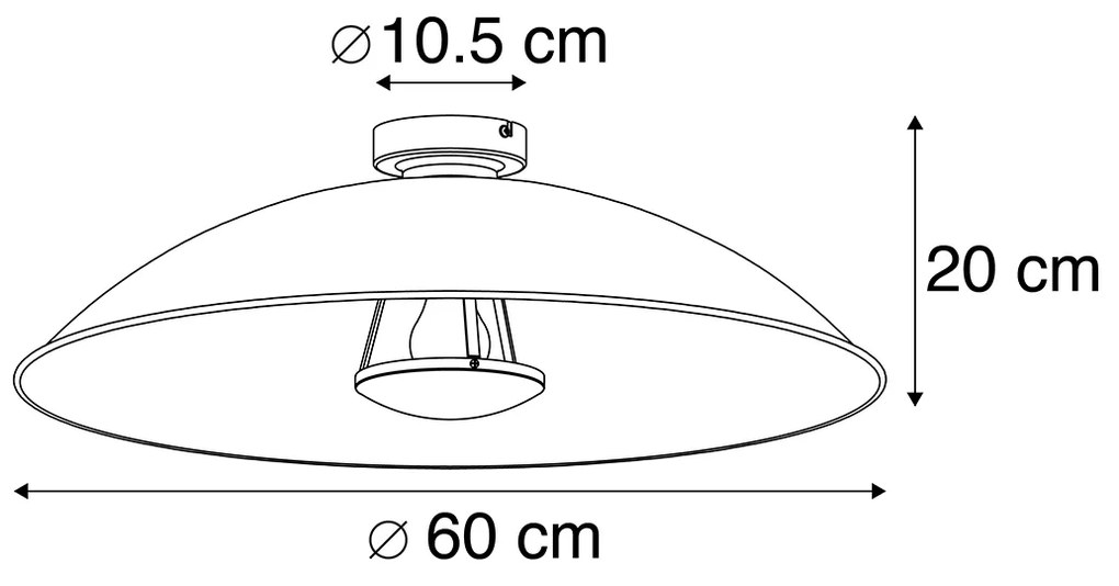 Inteligentna lampa sufitowa czarna ze złotem 60 cm z WiFi A60 - Emilienne Nowoczesny Oswietlenie wewnetrzne