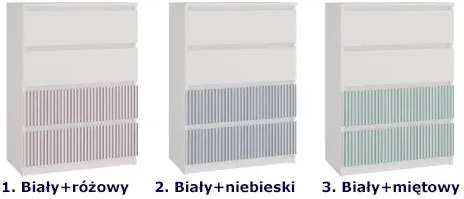 Młodzieżowa wysoka komoda biały + miętowy - Bano 7X