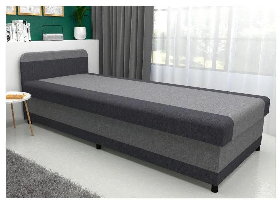 Tapicerowane łóżko z pojemnikiem TALI 80x202 szary/antracyt