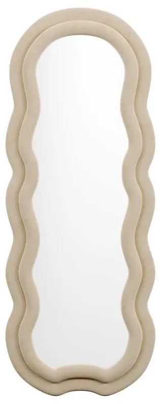 Lustro organiczne z weluru - szer. 60 x wys. 160 cm - Beżowy - LINOA
