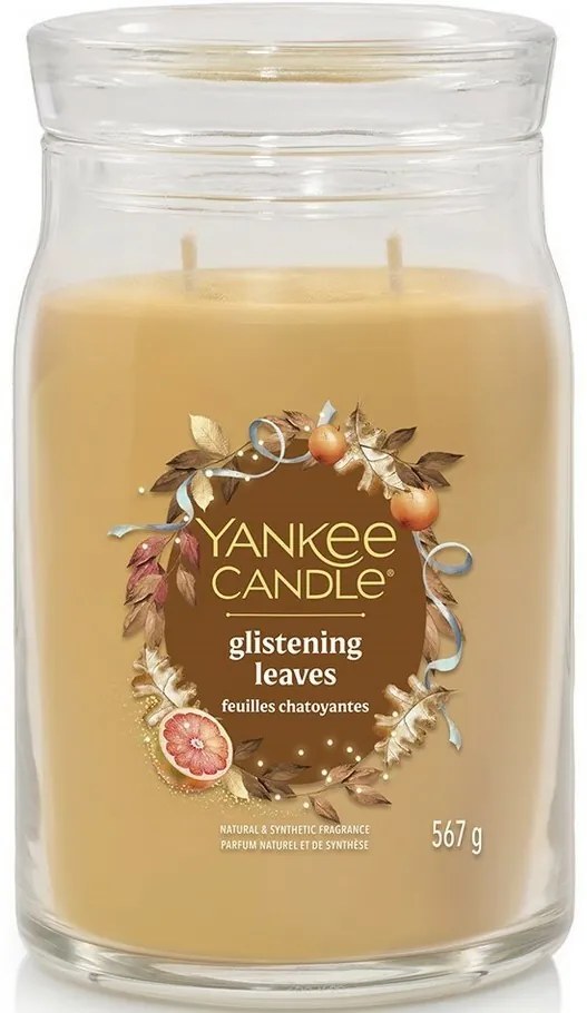 Yankee Candle Duża świeca zapachowa Signature Glistening Leaves, 567 g, L