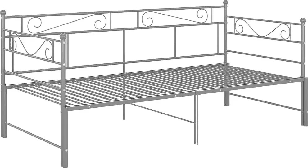 Szare metalowe łóżko rozkładane 90x200 cm M8-T14