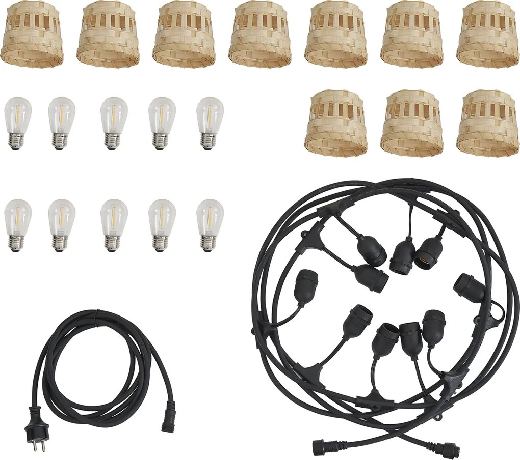 Bambusowe lampki sznurkowe z wtyczką 8m z LED 10-punktowe IP44 - Ibiz