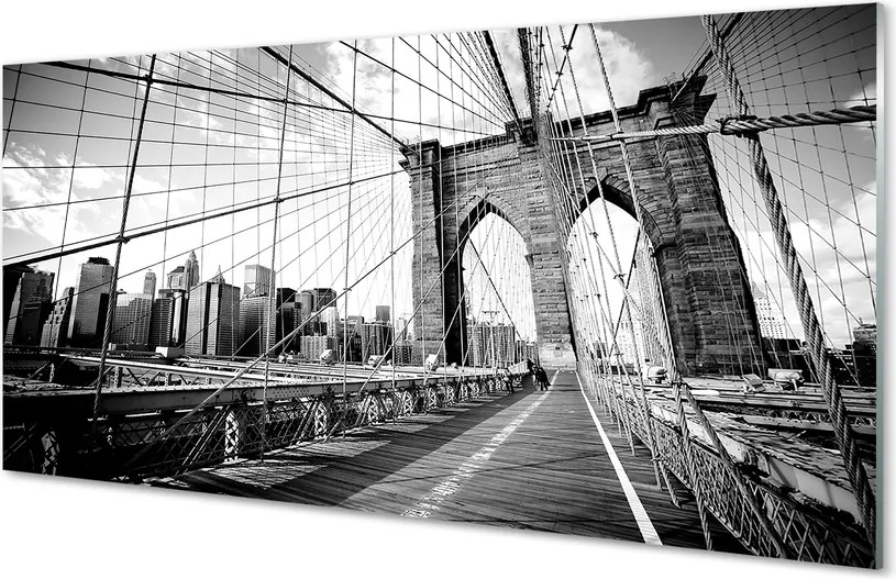 Panel szklany do Kuchni Most na Tle Wieżowców