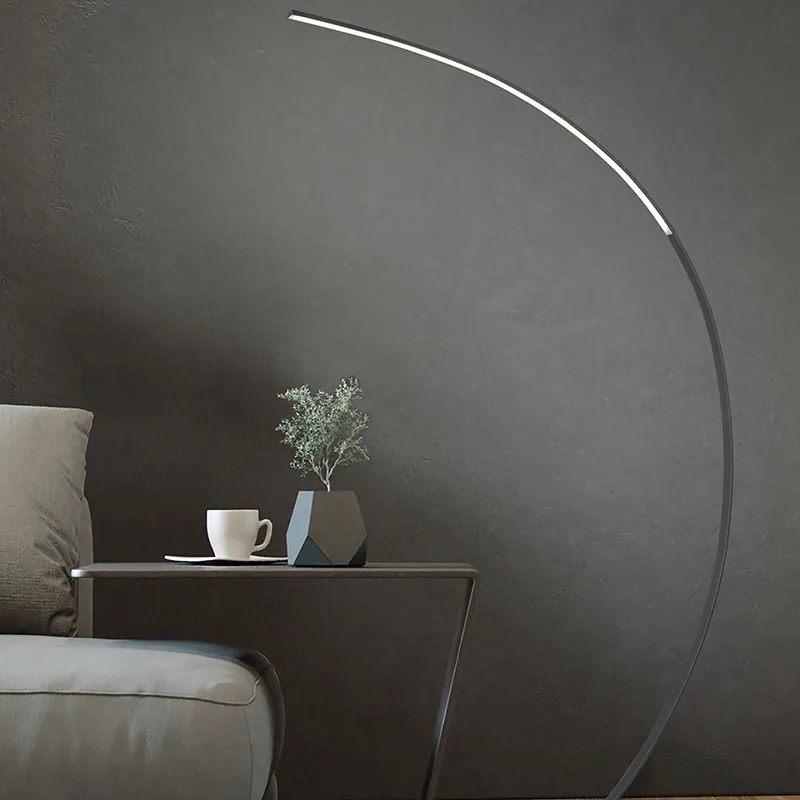 Designerska lampa podłogowa czarna z wbudowanym ściemnianym LED - DinaDesignerski Oswietlenie wewnetrzne
