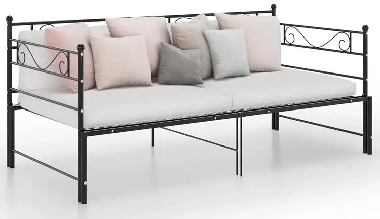 Czarne metalowe łóżko rozkładane 90x200 cm - Wesper