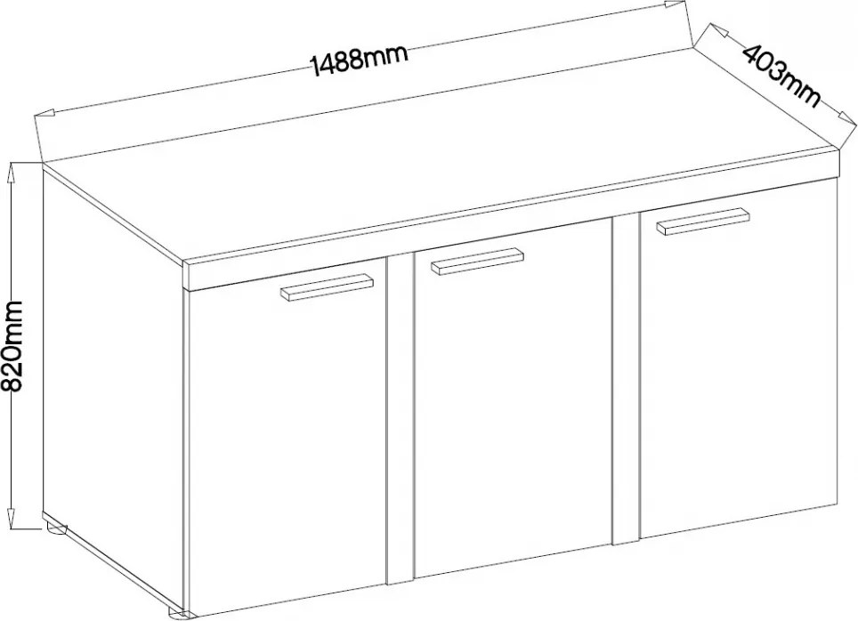 Komoda do salonu Luiza 3F - 149 cm - beton jasny - Wyprzedaż
