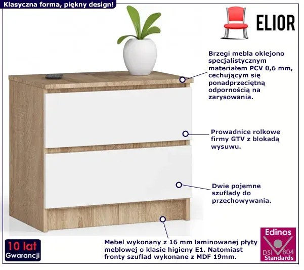 Mini komoda z szufladami dąb sonoma + biały - Morgana 3X