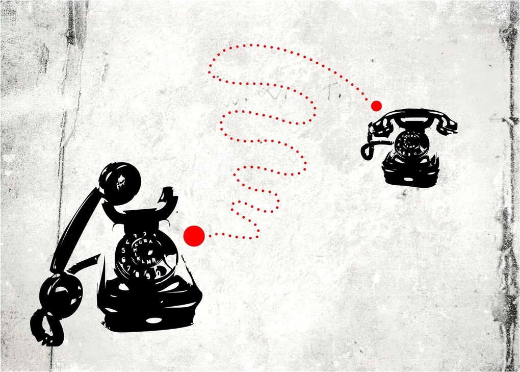 Obraz - Rysunek telefonu w stylu Banksy (70x50 cm)