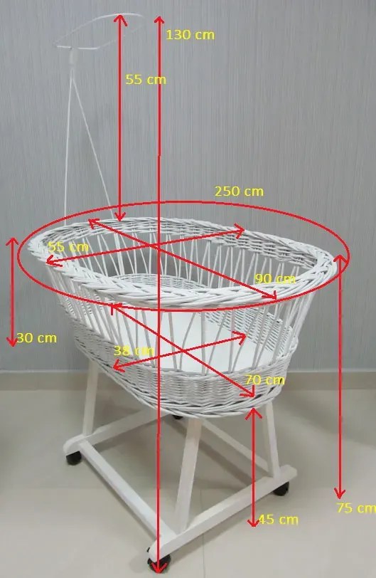 Szare łóżko dziecięce kosz mojżesza na rolkach Z0-N09