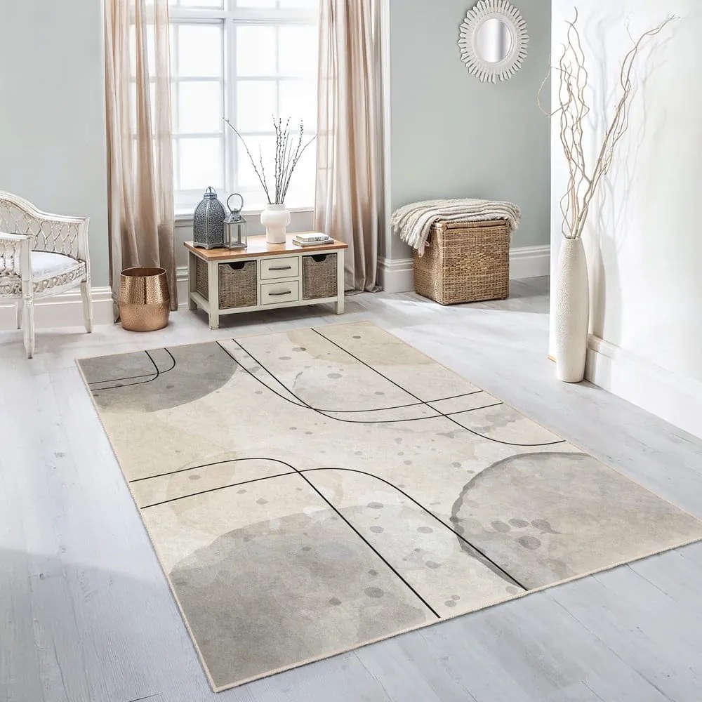 Szaro-kremowy dywan odpowiedni do prania 120x180 cm Simple Lines – Mila Home