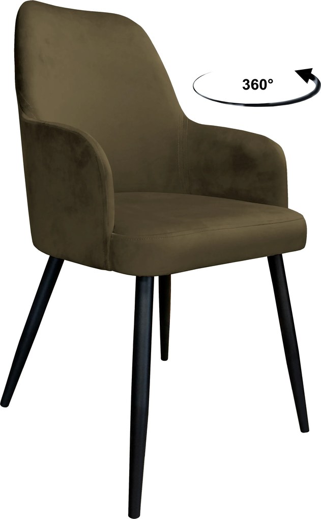 Krzesło WESTA tkanina Welur noga metalowa elegancki styl loftowy : Kolor nogi - Czarna stożek, Kolor tkaniny - VELVET - MG05, Typ siedziska - Siedzisko obrotowe 360°