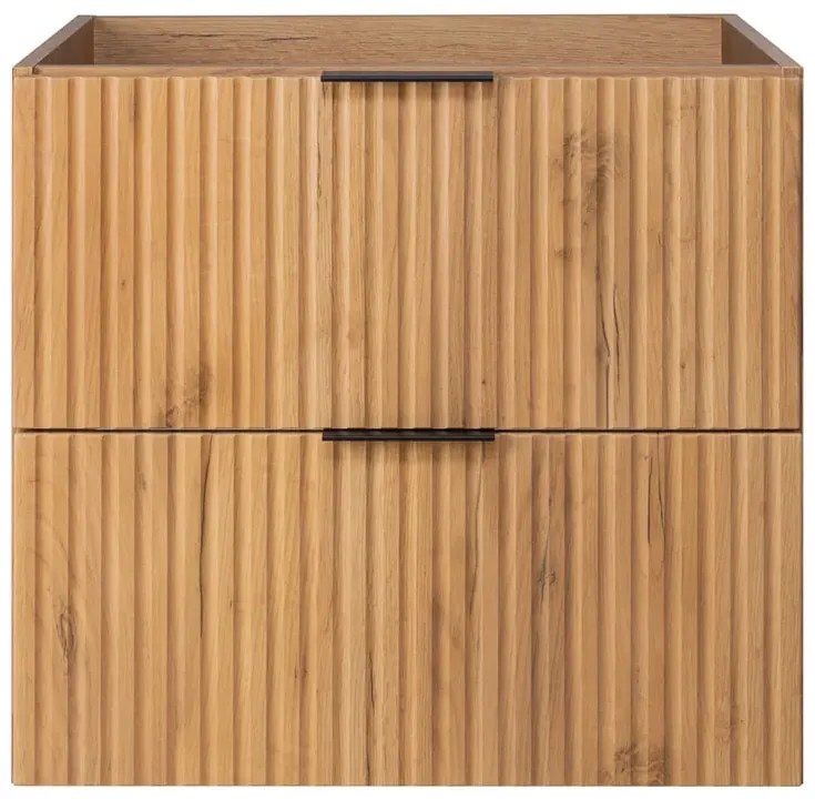 Ryflowana łazienkowa szafka z szufladami 60 cm dąb craft złoty H8-G98