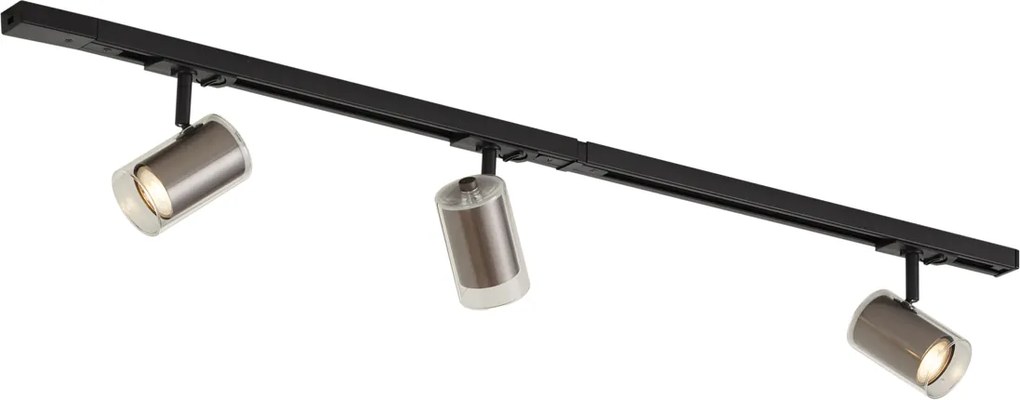 Nowoczesny system szynowy czarny z 3 reflektorami w kolorze gunmetal 1-fazowy - Iconic Lloyd