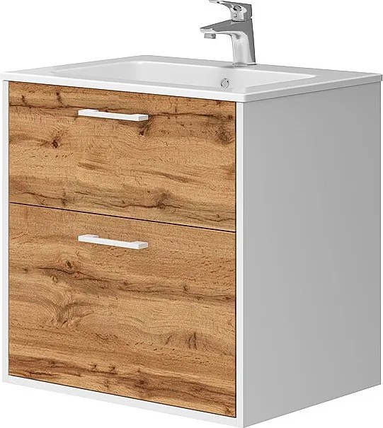 Zestaw mebli łazienkowych biały/złoty dąb 61x46.5x61.5 lanco