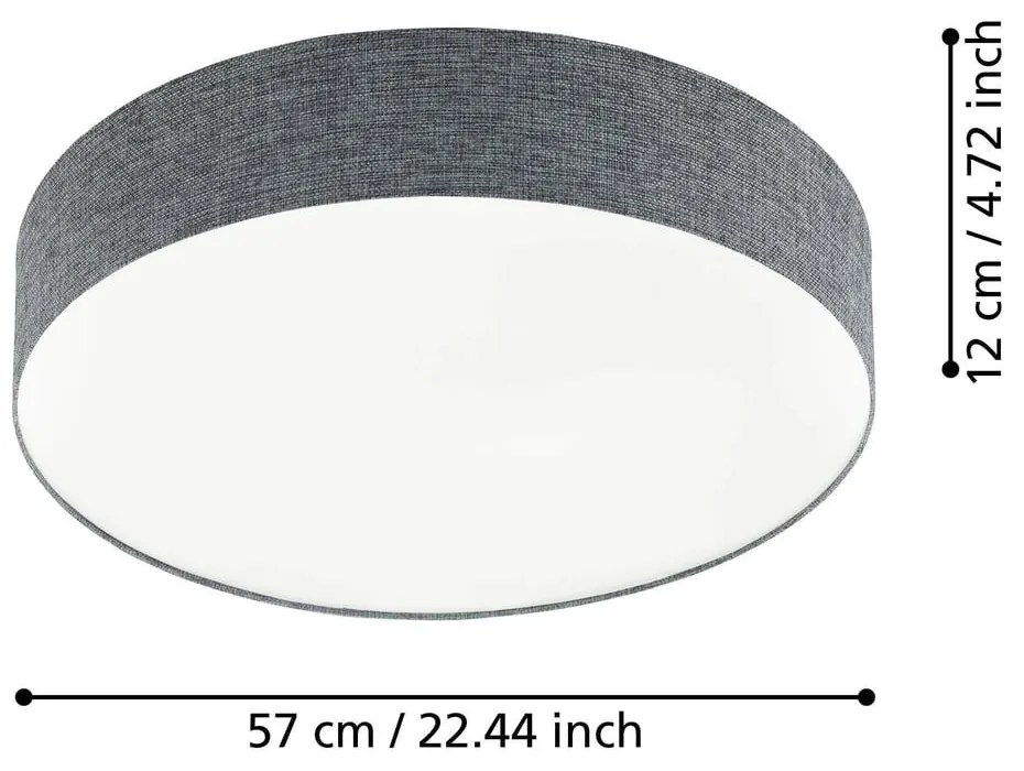 Szara lampa sufitowa LED z tekstylnym kloszem ROMAO – EGLO
