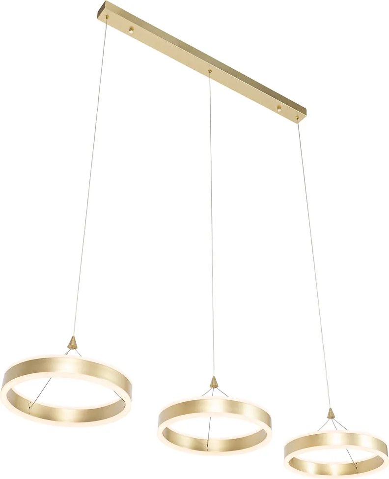 Lampa wisząca mosiądz prostokątna w komplecie z LED 3-stopniowy ściemniacz 3-światła - Lyani