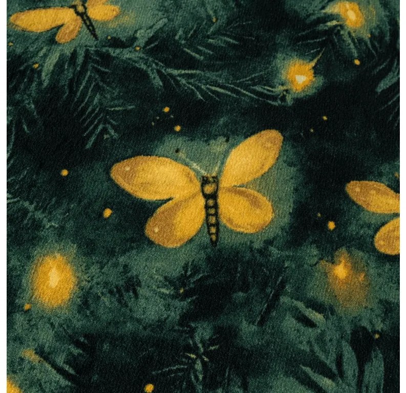PrzytulneMieszkanie.pl PrzytulneMieszkanie.pl Pościel z mikropluszu YELLOW BUTTERFLY ciemnozielone Rozmiar pościeli: 70 x 90 cm | 140 x 220 cm