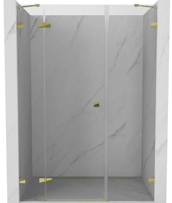Mexen Lunar drzwi prysznicowe uchylne lewe 155 cm, transparent, złote - 834S-155-050-50-00-L