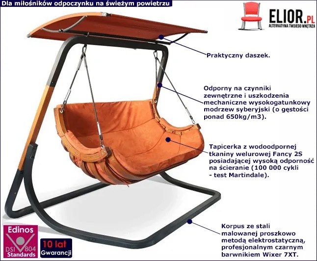 Dwuosobowy fotel ogrodowy z daszkiem - Oreso 5X