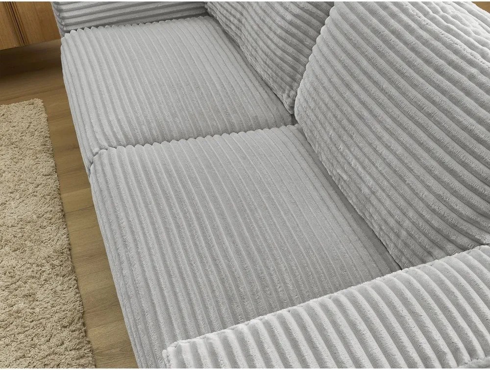 Jasnoszara sztruksowa rozkładana sofa do spania 240 cm Hugo – Bobochic Paris