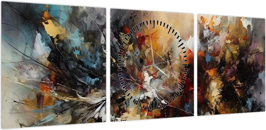 Obraz - Grafika abstrakcyjna (z zegarem) (90x30 cm)