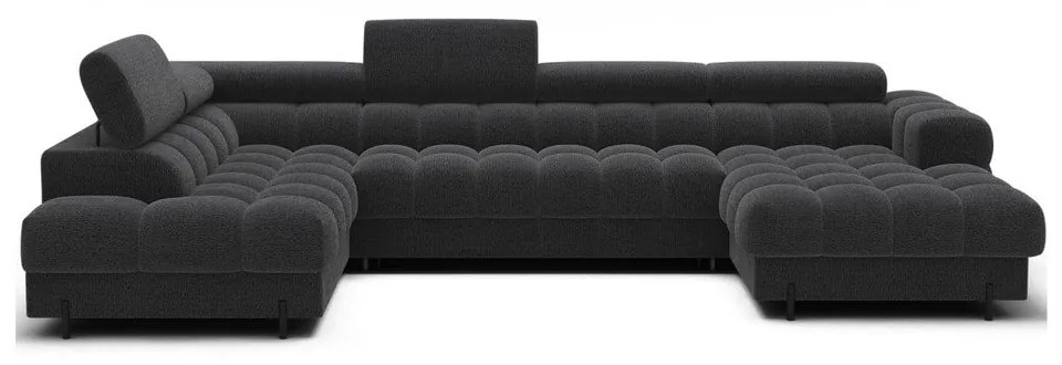 Ciemnoszary rozkładany narożnik z materiału bouclé (lewostronny/w kształcie litery U) Feraria – ELTAP