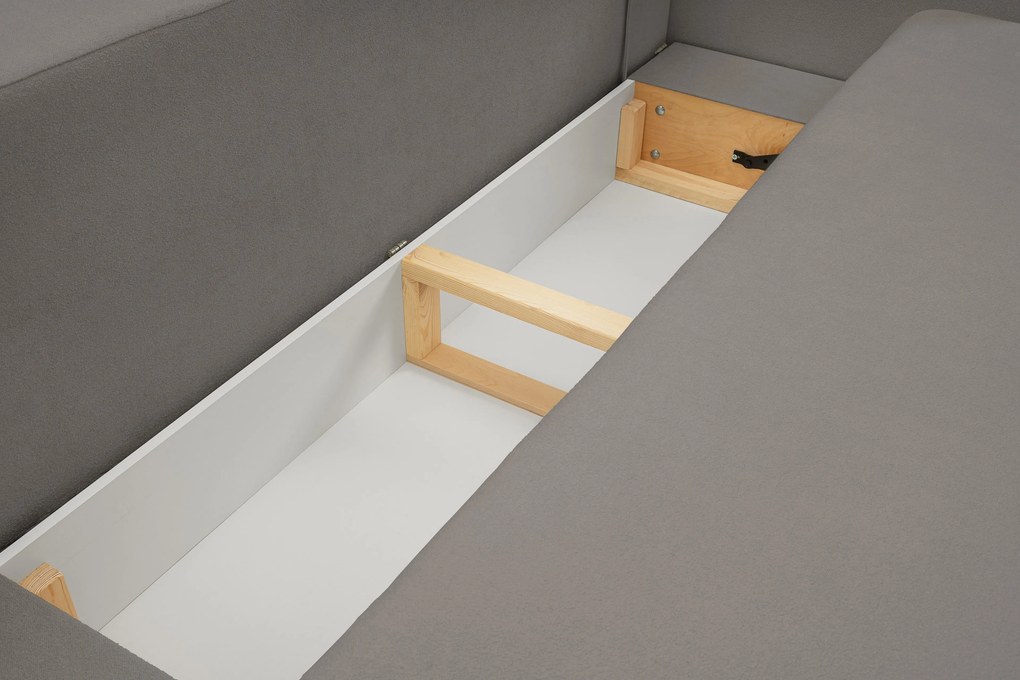 Masseno Sofa AMICO z funkcją spania i pojemnikiem na pościel, Rozkładana sofa - Szary, SICURO 75