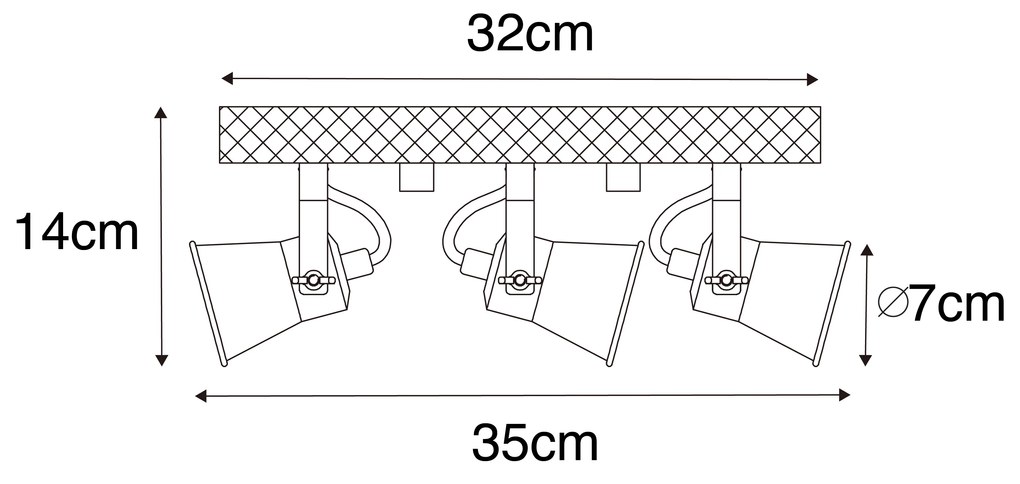 Rustykalny reflektor czarny z drewnem 3-światła regulowany - Jelle