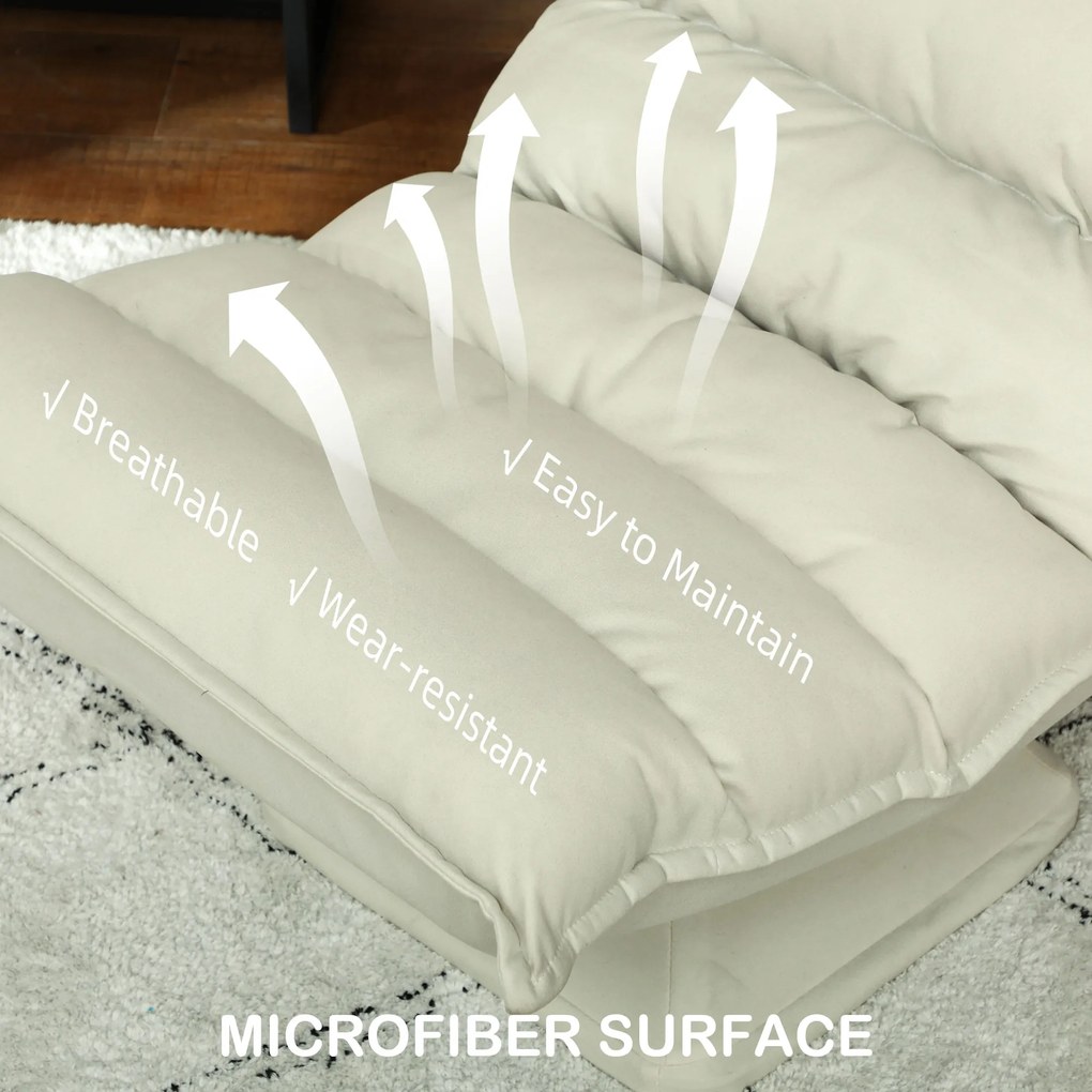 HOMCOM Fotel Relaksacyjny, Leniwe Sofa, Regulowane Oparcie, Wygląd Skóry, 62x70x95cm, Beżowy