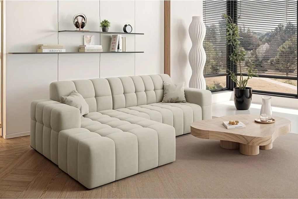 Narożnik w kształcie L NIMES, tkanina Portland, Ecru, Lewy