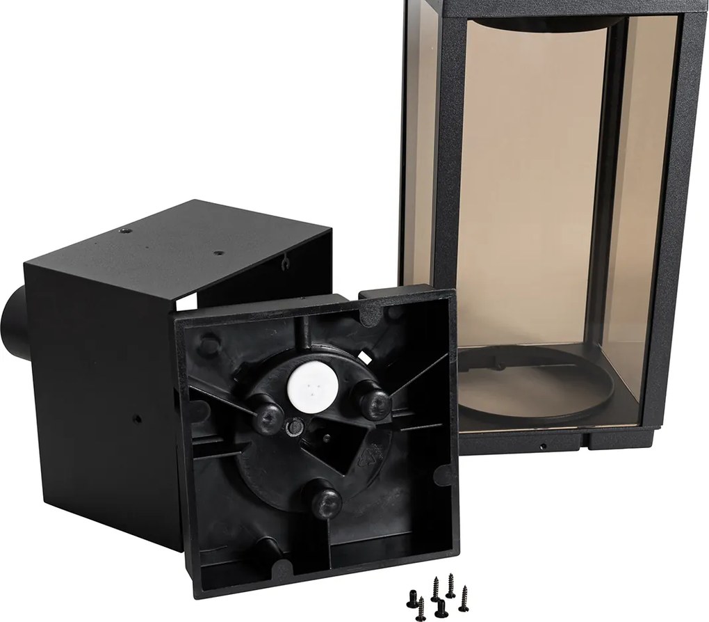 Lampa stojąca zewnętrzna czarna z dymionym szkłem 40 cm IP44 - Charlois