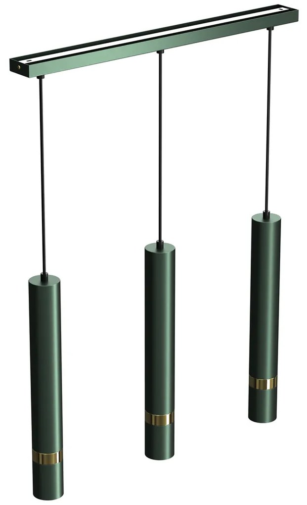Lampa wisząca JOKER GREEN/GOLD 3xGU10,na listwie zielona, złota, potrójna, tuba