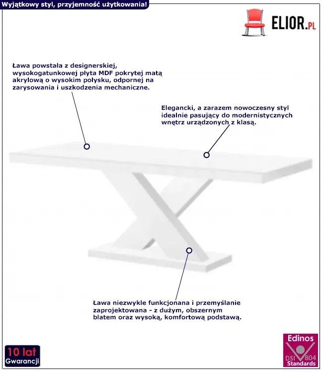 Praktyczna ława czarno - biały połysk - Starki 3X