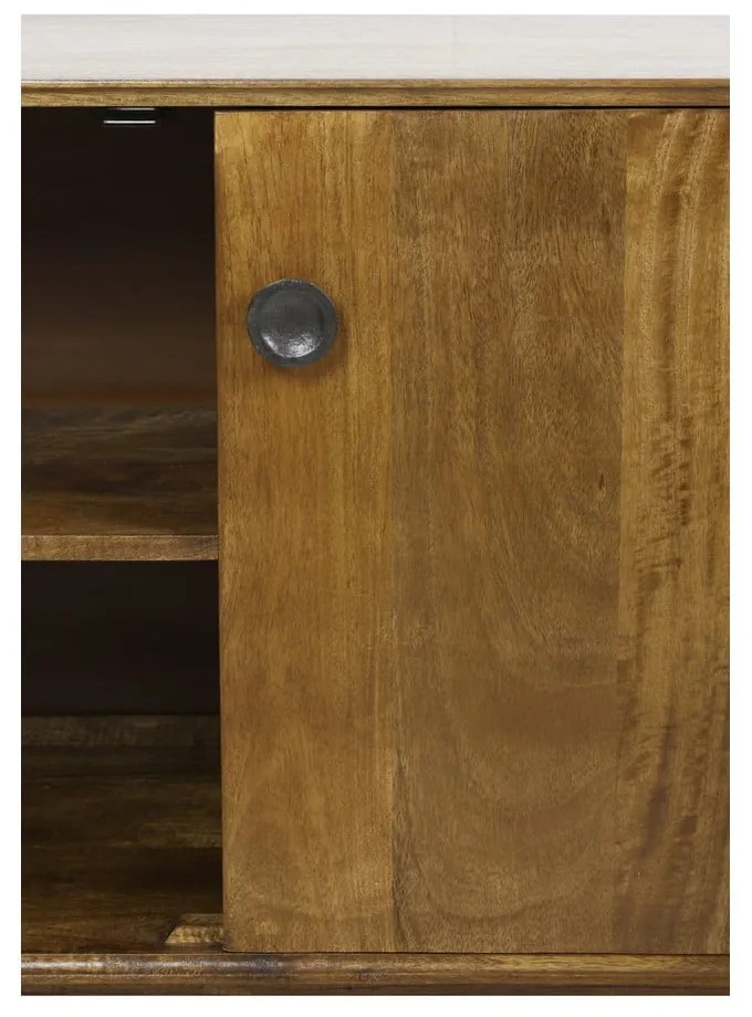 Brązowa niska komoda z litego drewna 152x80 cm Espita – Light & Living