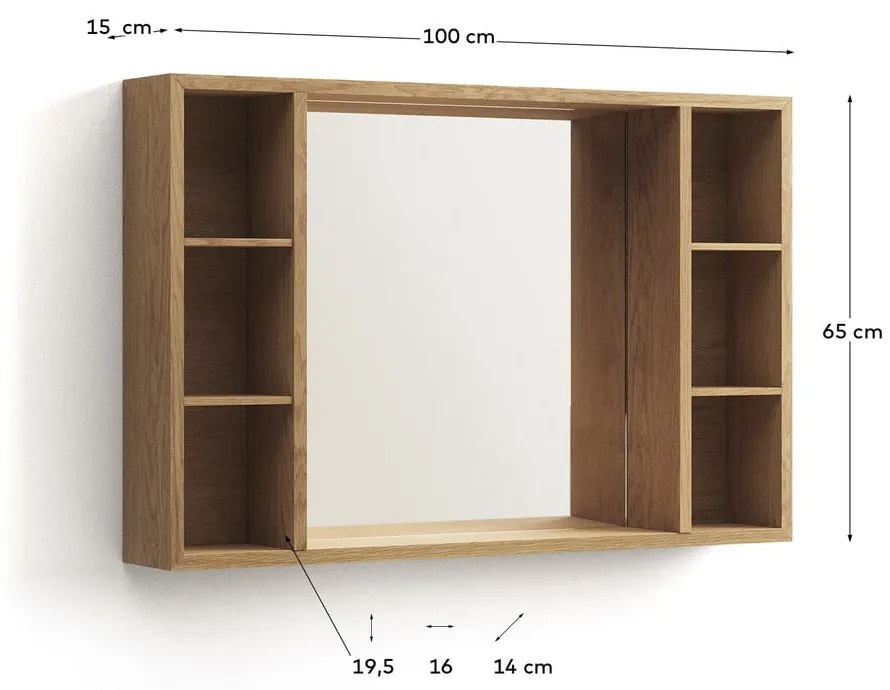 Wisząca szafka łazienkowa z litego drewna tekowego z lustrem 100x65 cm Parana – Kave Home