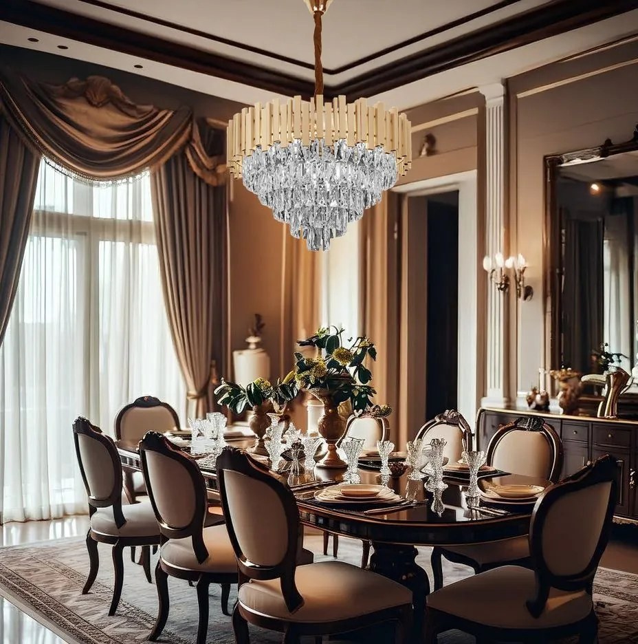 Lampa Wisząca z Kryształami G052-CP 60CM Złota