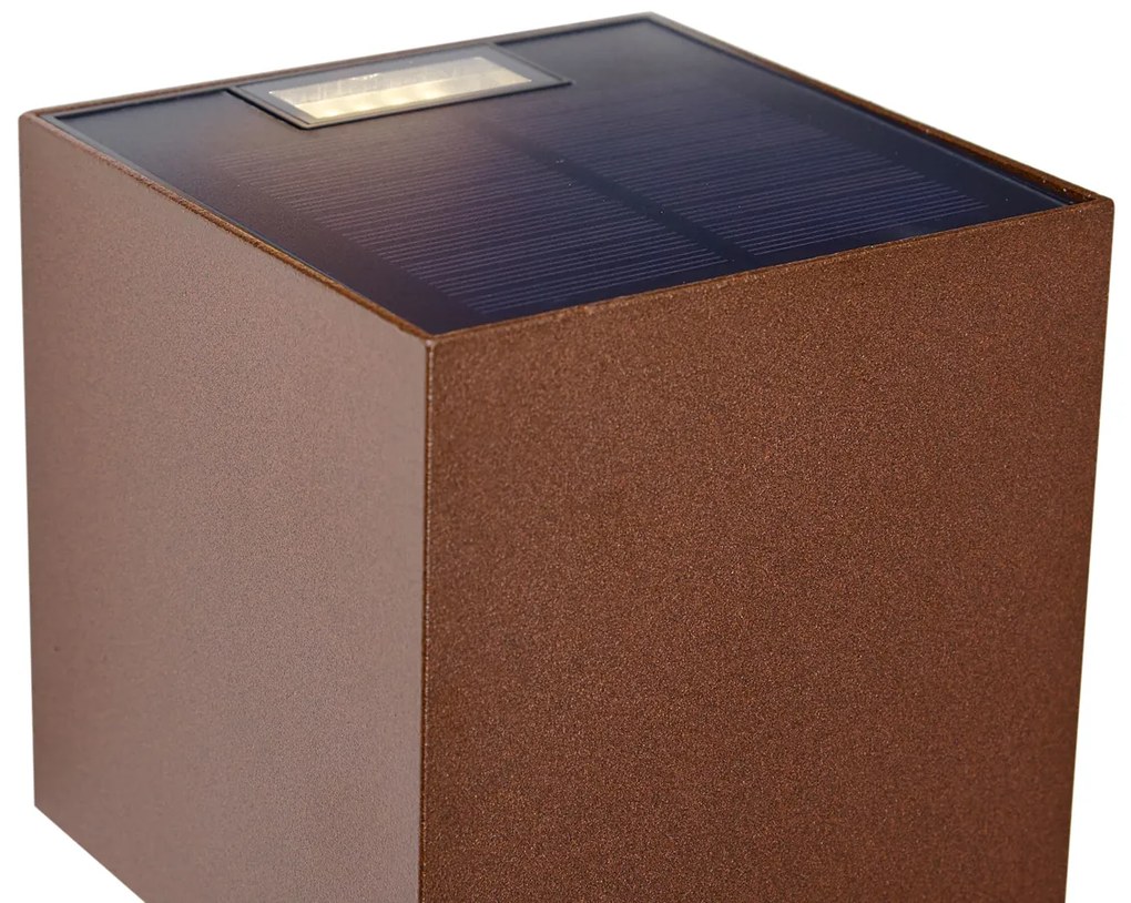 Zewnętrzna lampa ścienna rdzawy brąz z LED 2-punktowa IP65 z funkcją ściemniania i solarna - Charlene