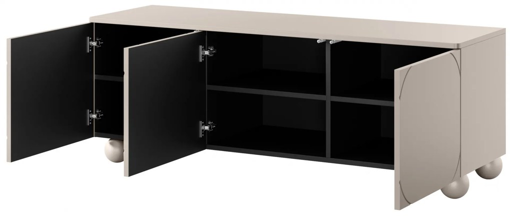 Szafka RTV trzydrzwiowa Sonatia II na nogach kulach 150 cm - kaszmir