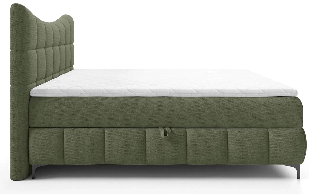 Zielone tapicerowane łóżko z pojemnikiem 5 rozmiarów - Verrado