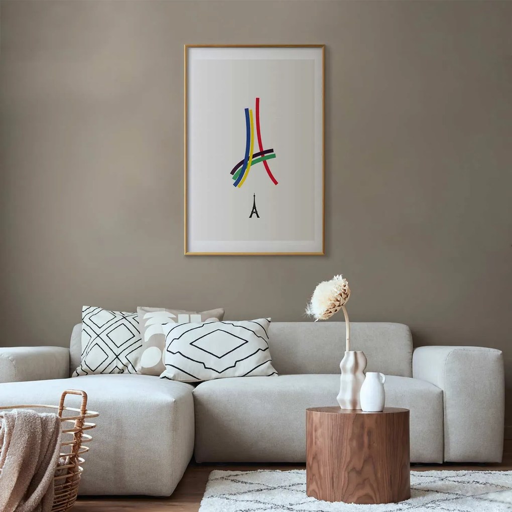Plakat Abstrakcyjna Wieża Eiffla 29,7x42 cm z ramą złotą z marginesem ARTGEIST B