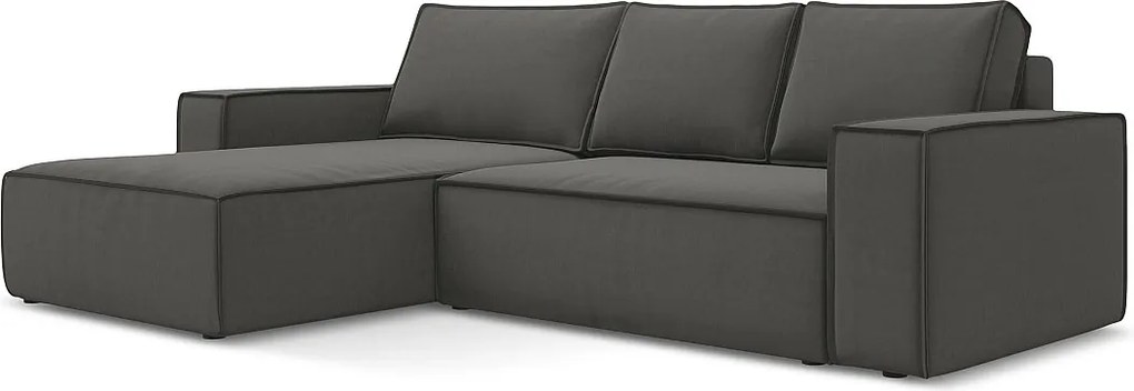 Narożnik lewostronny z funkcją spania - z tkaniny welwetowej - stalowy - KIMO