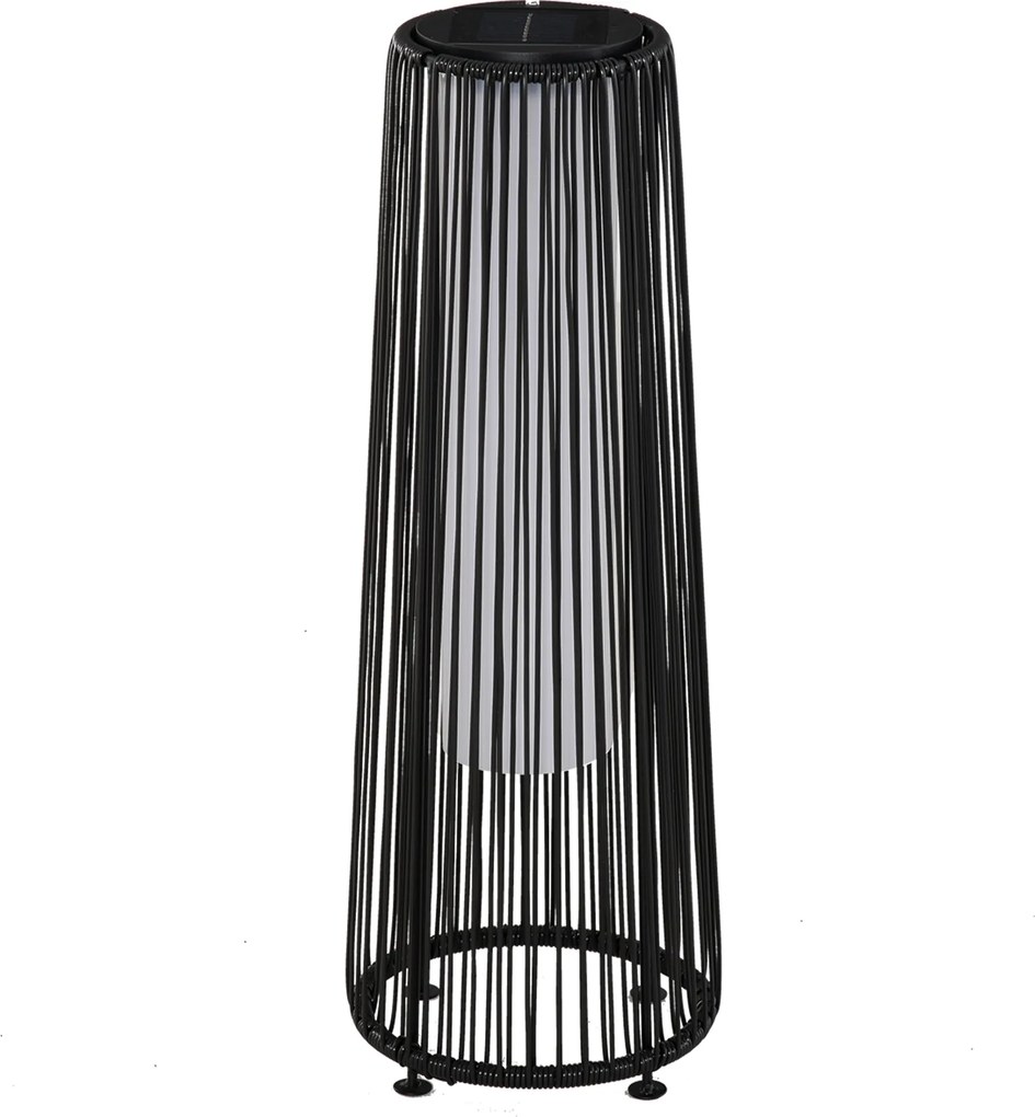 Outsunny Lampka Ogrodowa Zewnętrzna, Solarna, 8 Godzin Pracy, Wygląd Rattanu, Czarny, 21,5 x 21,5 x 61 cm
