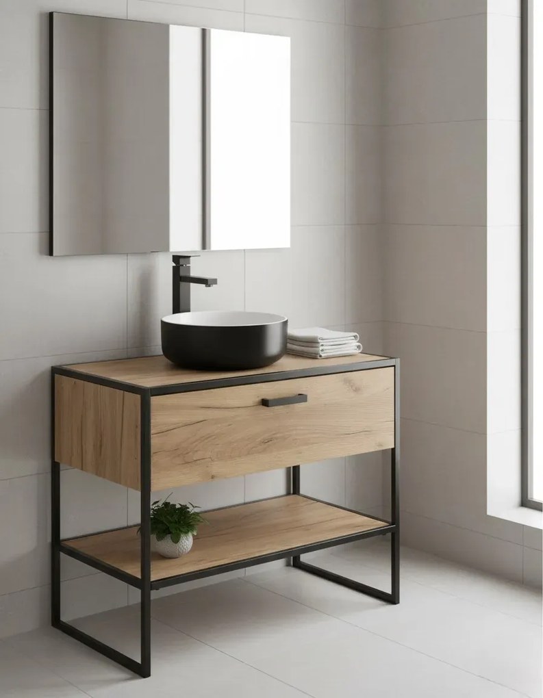 Szafka łazienkowa z umywalką dąb craft E5-W64