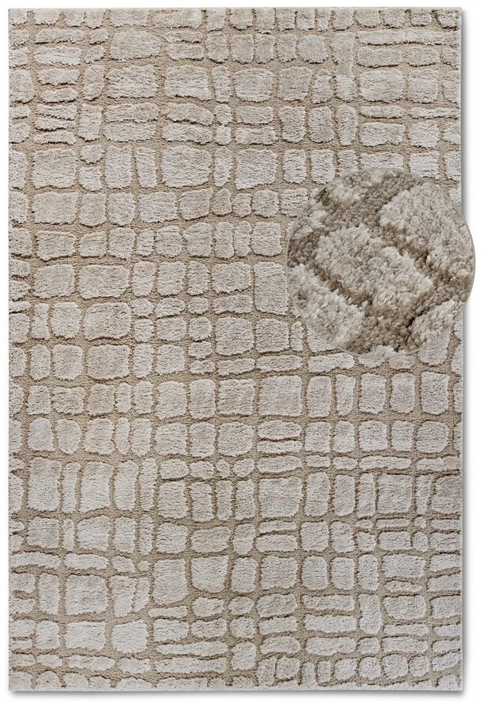 Dywan nowoczesny 3D Elle Collection Gallery Cegiełki beżowy 80 cm x 120 cm